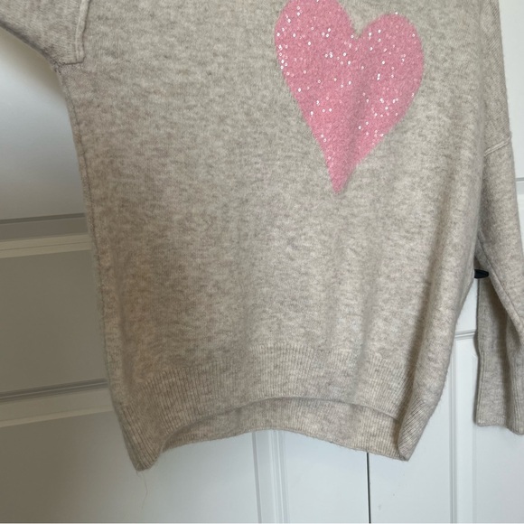 NWOT CeCe Cream and Pink Crew Neck Sweater with Vintage Heart Design - Picture 6 of 14